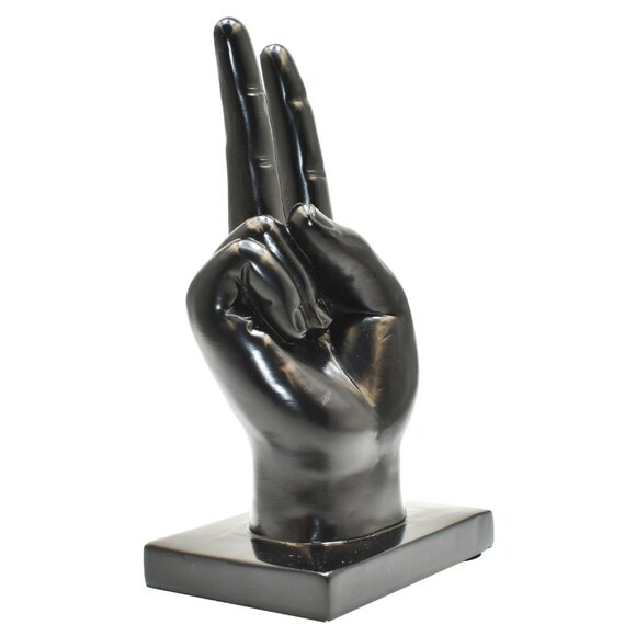 Adam & Friends Home Decor Peace Sign Sculpture | 1-Piece | Black - Picture 3 of 4